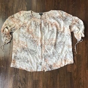 Talbots floral blouse with tie sleeve